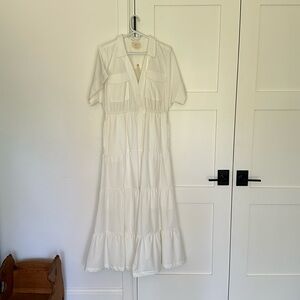 Maeve short-sleeved v-neck tiered maxi dress